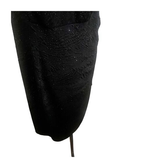 Alfani Faux Wrap Dress Ruched Black Metallic Sparkly Midi Plus Size 16W Holiday - Picture 8 of 15